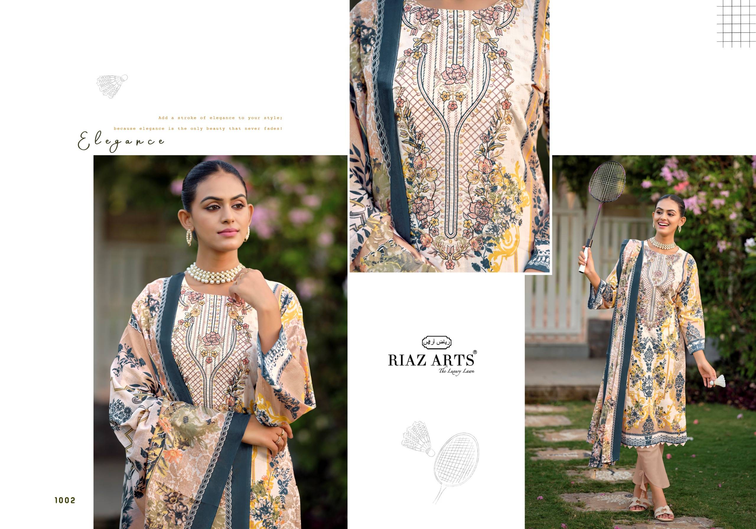 NAYRA VOL-44 By RIAZ ARTS 1001 To 1008 Series Pakistani Suits Ethnic Wear Pure Cotton Dresses At Wholesale